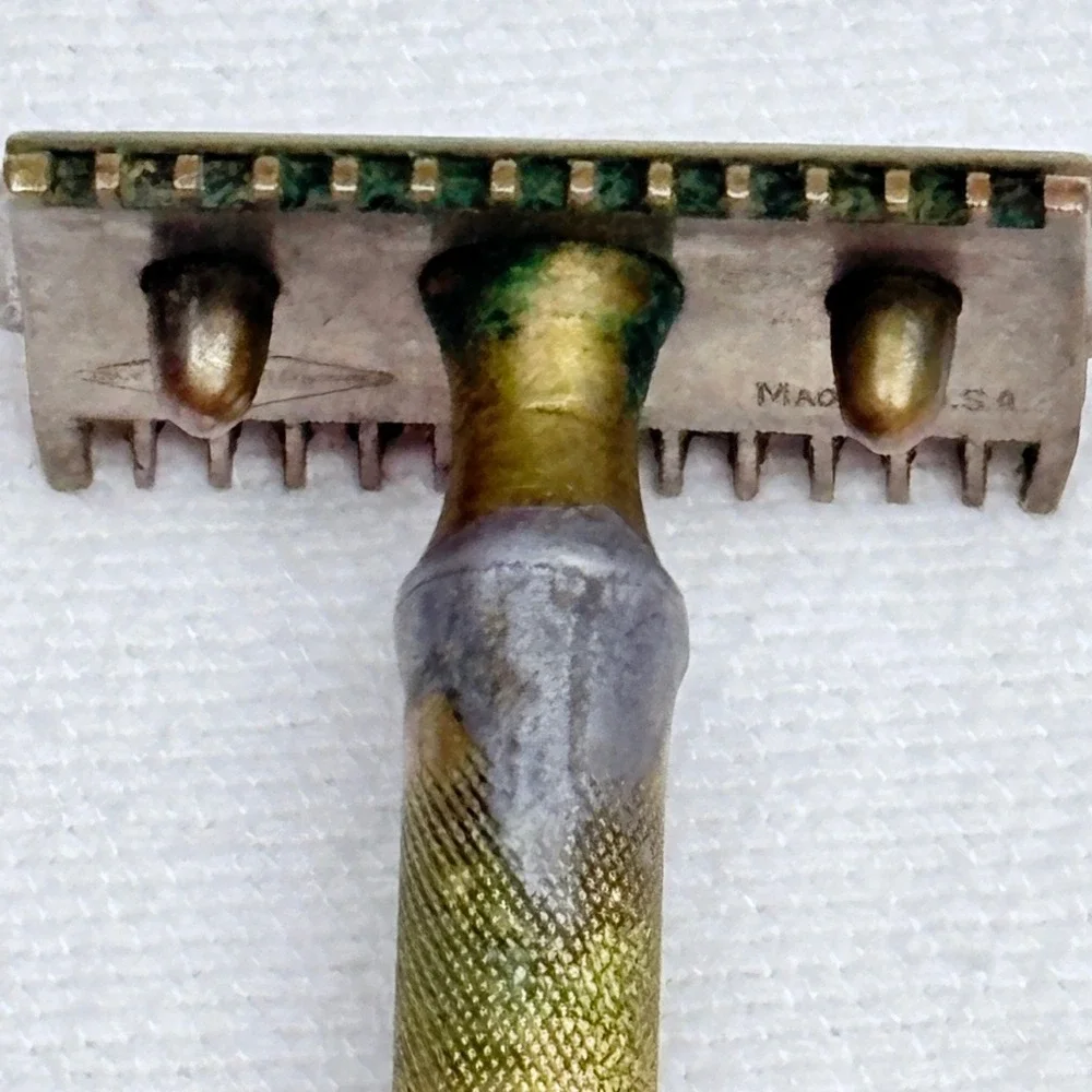 Vintage Gillette Safety Razor Open Comb Brass Ball End Double Sided Made in USA